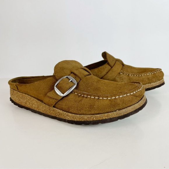 Birkenstock Buckley Tan Suede Mules - Picture 2 of 12